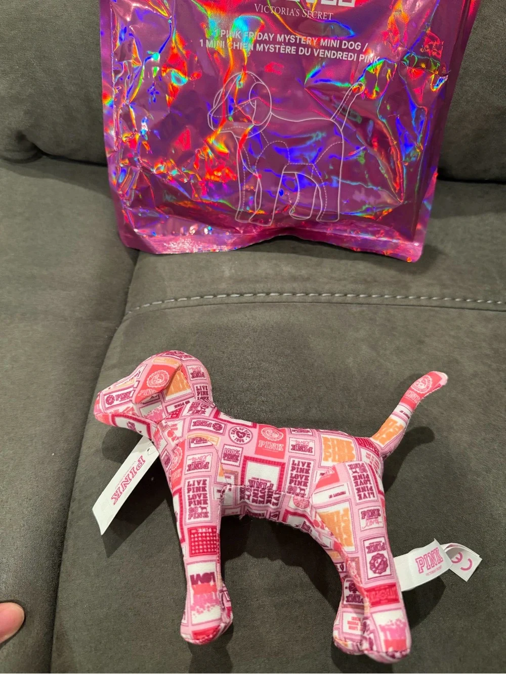 PINK Victoria's Secret Pink Patterned Plush Dog Accent